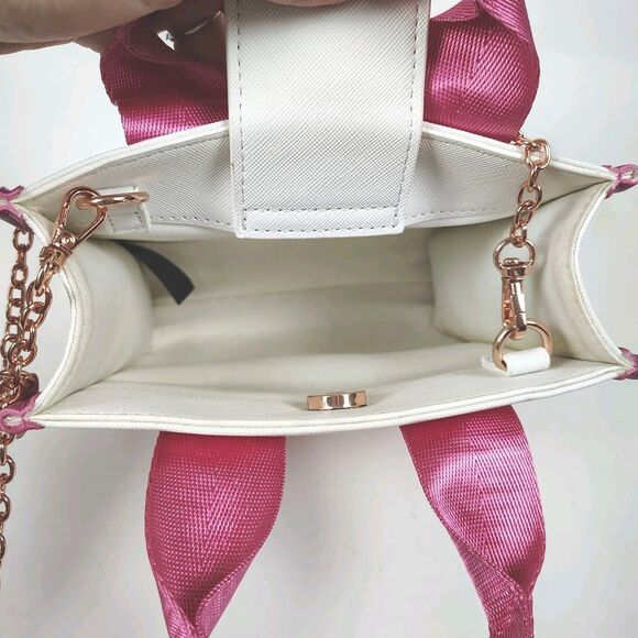 Deadstock Rare Cute Pink & White Guess Factory Logo-Tape Mini Tote Crossbody bag - Picture 9 of 16